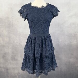 Joie Lace Tiered Mini Dress Size Small Lace Romantic Elegant Dark Coquette Paris